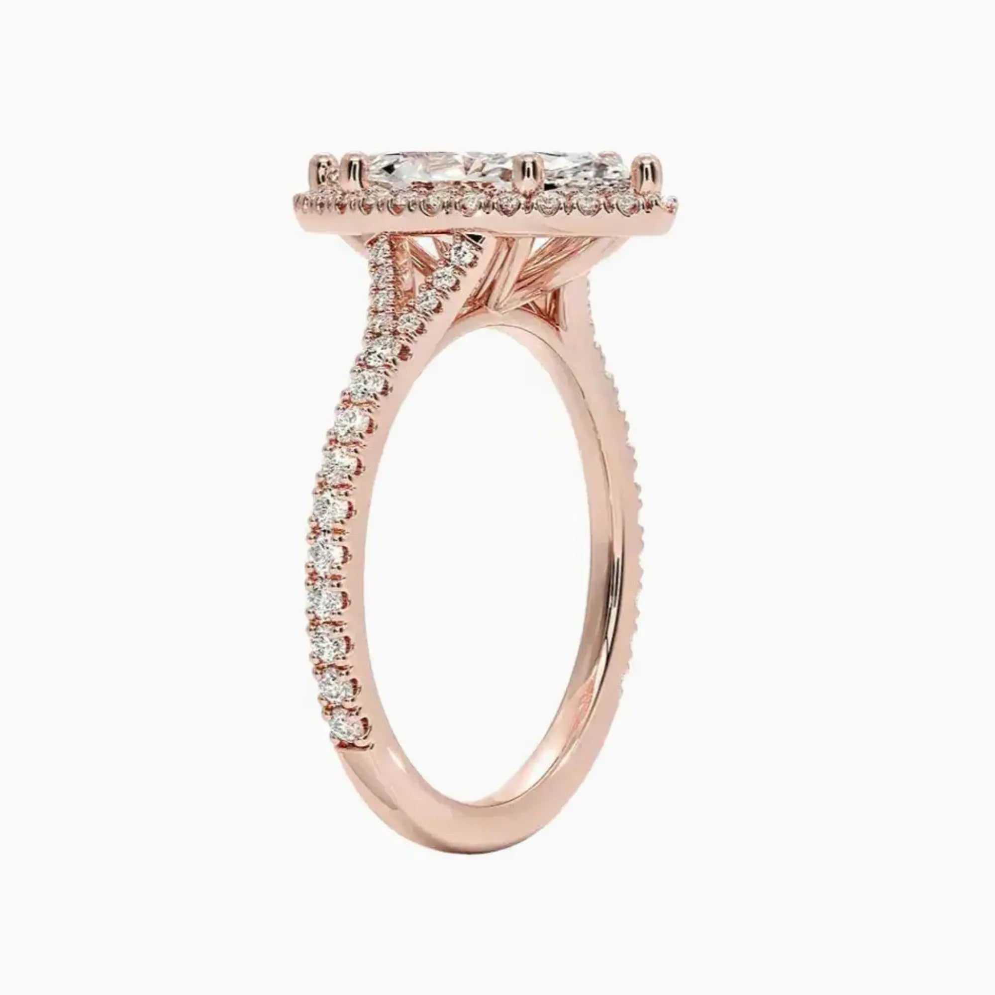 Lysandra Marquise Hidden Halo Diamond Ring Setting in 14K Rose Gold