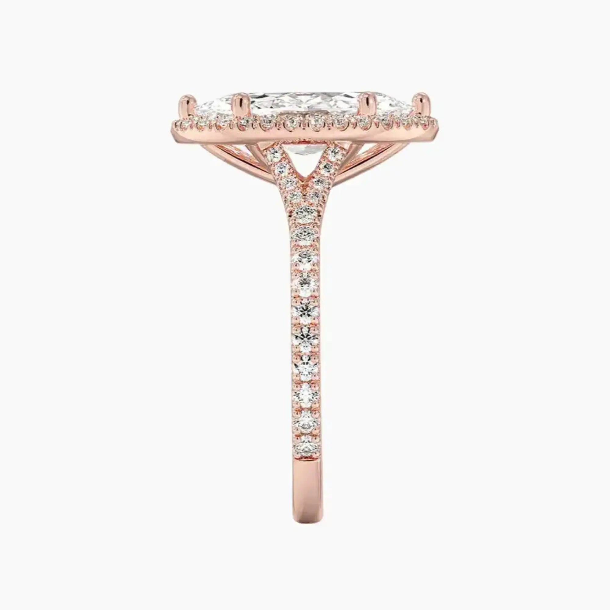 Lysandra Marquise Hidden Halo Diamond Ring Setting in 18K White Gold