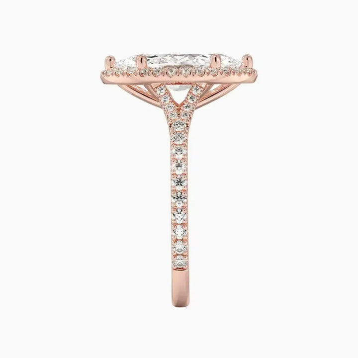 Lysandra Marquise Hidden Halo 2 Carat Lab Grown Diamond Engagement Ring in 14K Yellow Gold