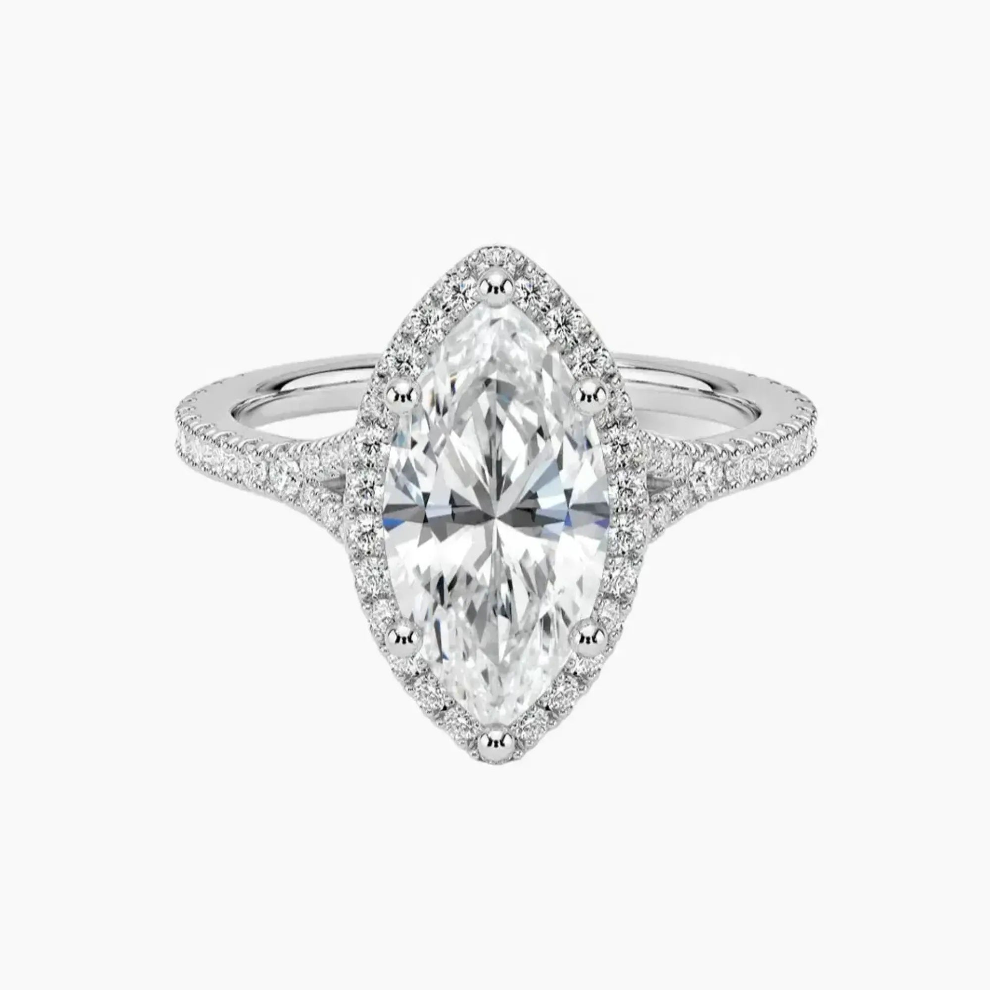 Lysandra Marquise Hidden Halo 3 Carat Lab Grown Diamond Engagement Ring in 14K Yellow Gold