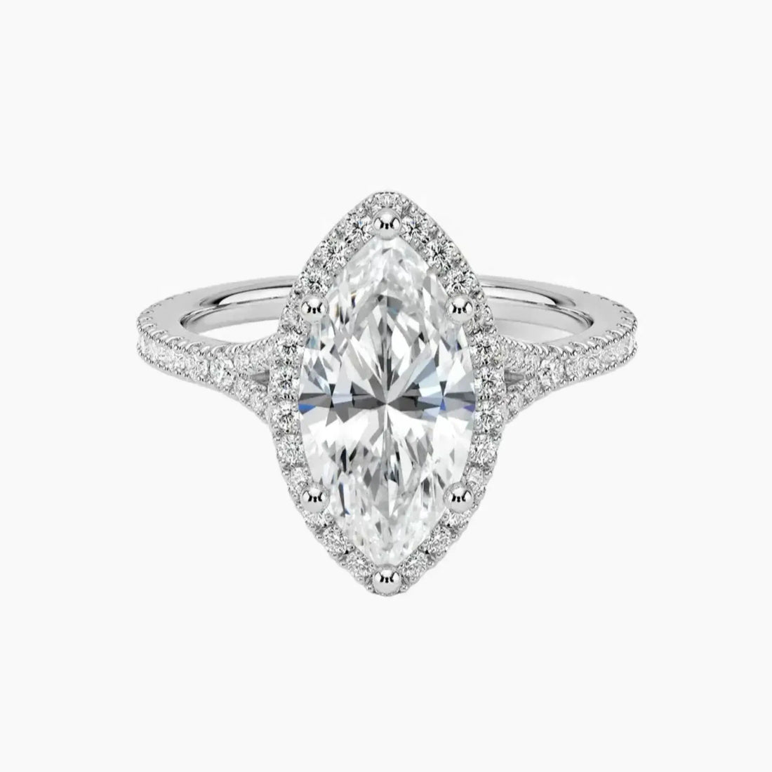 Lysandra Marquise Hidden Halo Diamond Ring Setting in 18K Rose Gold
