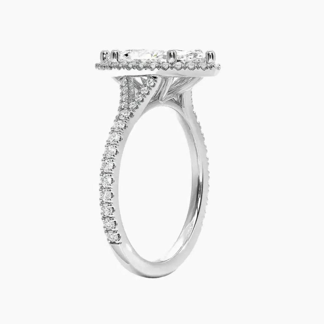 Lysandra Marquise Hidden Halo Diamond Ring Setting in 18K White Gold