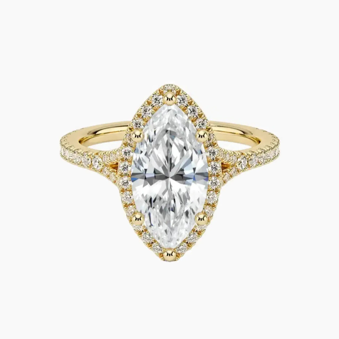 Lysandra Marquise Hidden Halo 3 Carat Lab Grown Diamond Engagement Ring in 14K Rose Gold