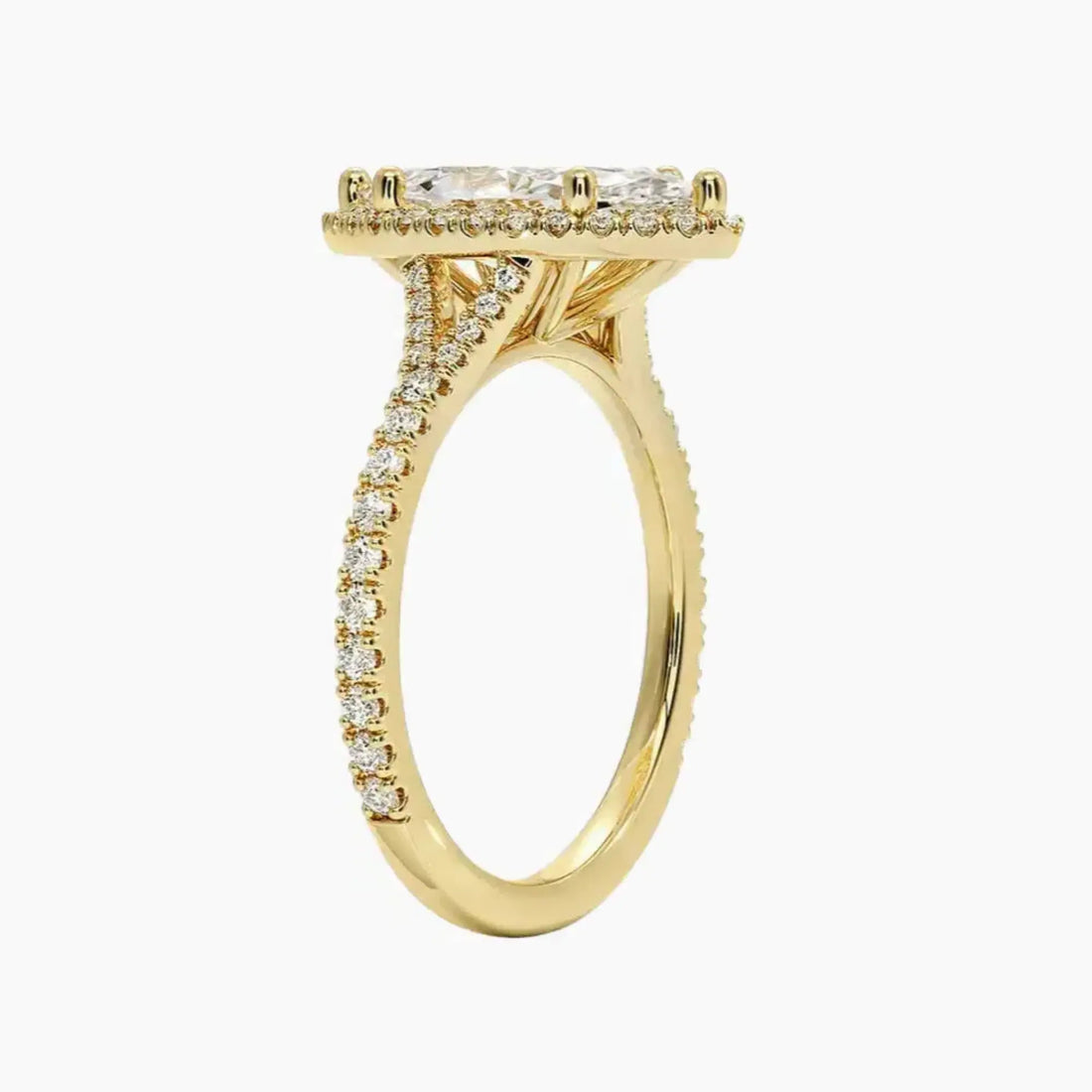 Lysandra Marquise Hidden Halo Diamond Ring Setting in 14K White Gold