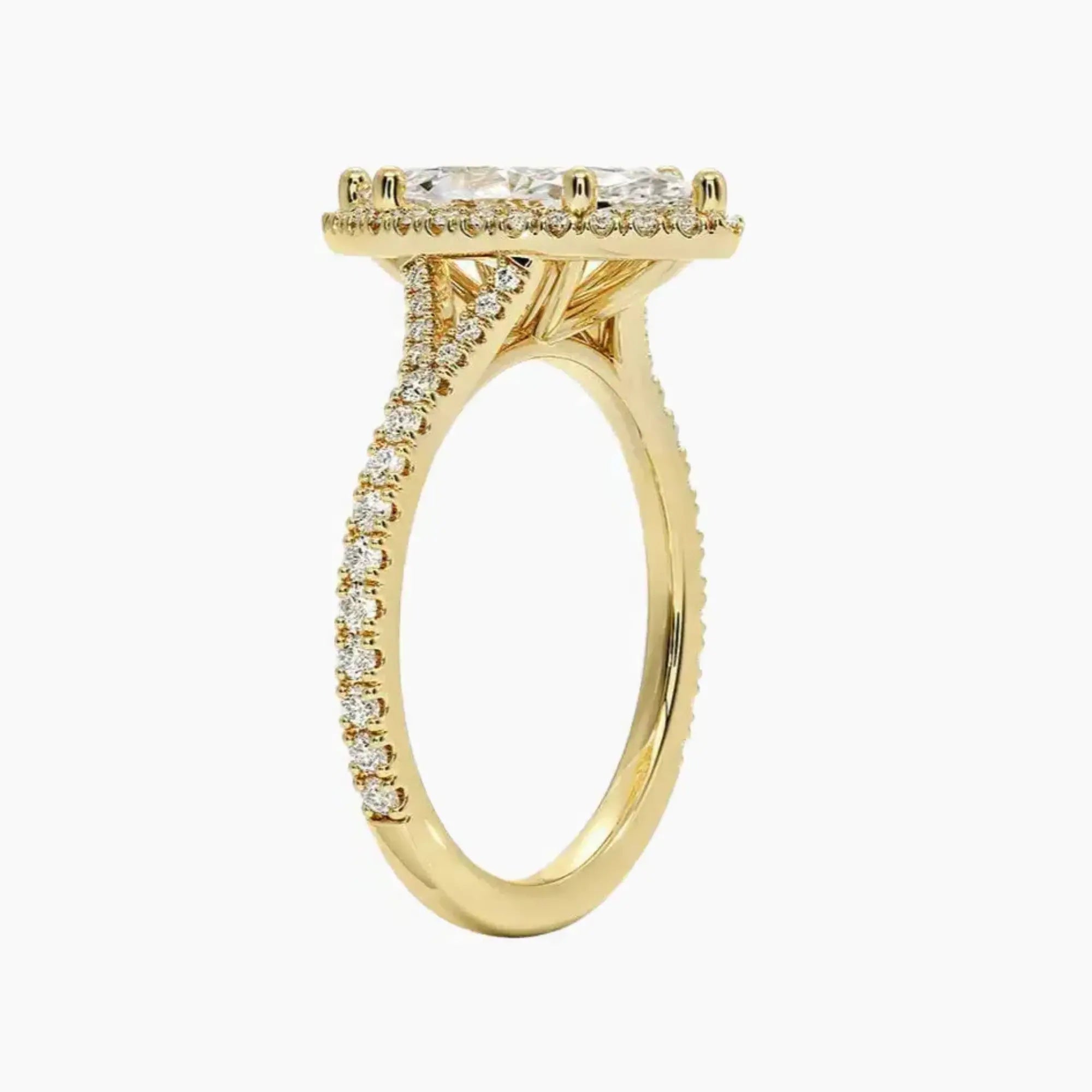 Lysandra Marquise Hidden Halo 3 Carat Lab Grown Diamond Engagement Ring in 14K Rose Gold