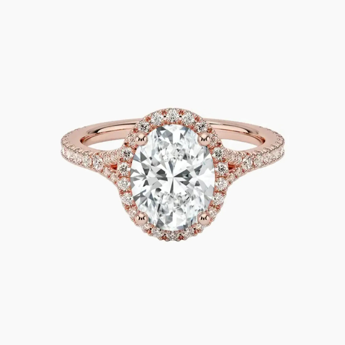 Lysandra Oval Hidden Halo Diamond Ring Setting in 18K Rose Gold