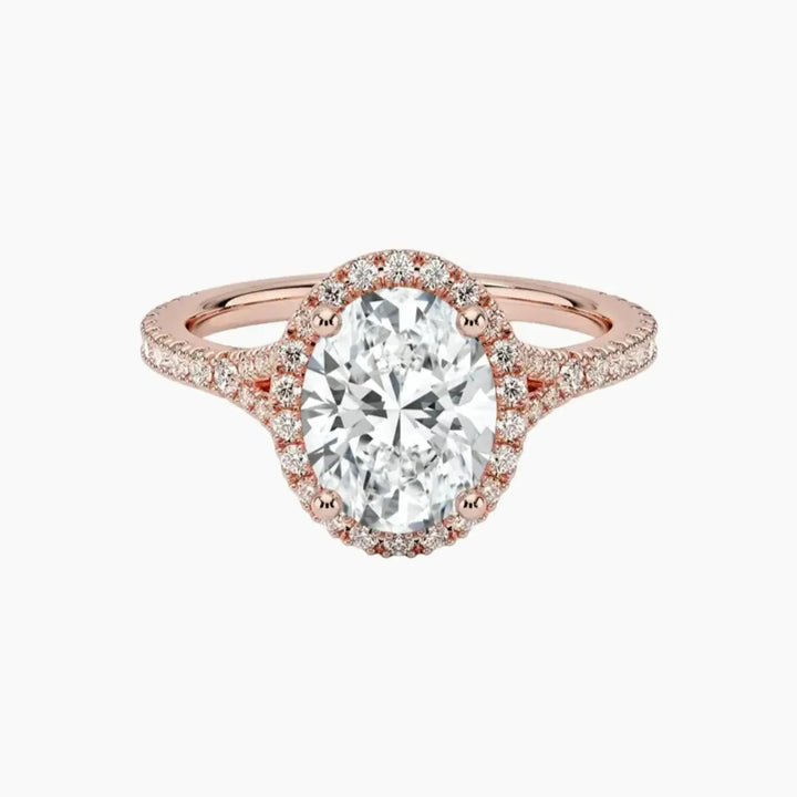 Lysandra Oval Hidden Halo 3 Carat Lab Grown Diamond Engagement Ring in 14K Rose Gold