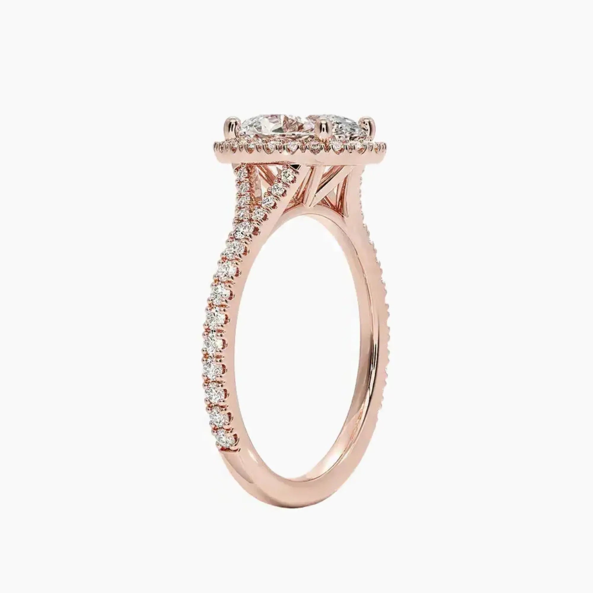 Lysandra Oval Hidden Halo 2 Carat Lab Grown Diamond Engagement Ring in 14K White Gold