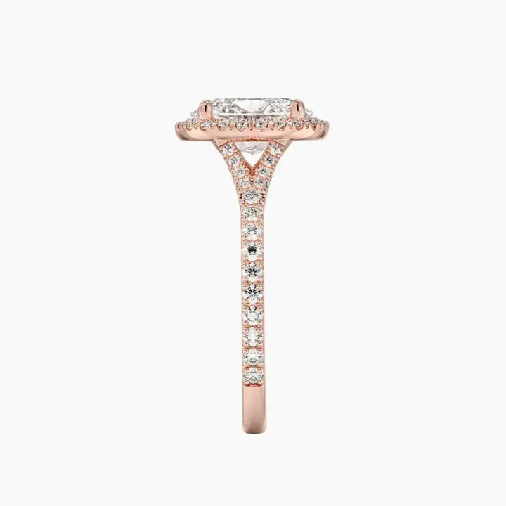 Lysandra Oval Hidden Halo 3 Carat Lab Grown Diamond Engagement Ring in 14K White Gold