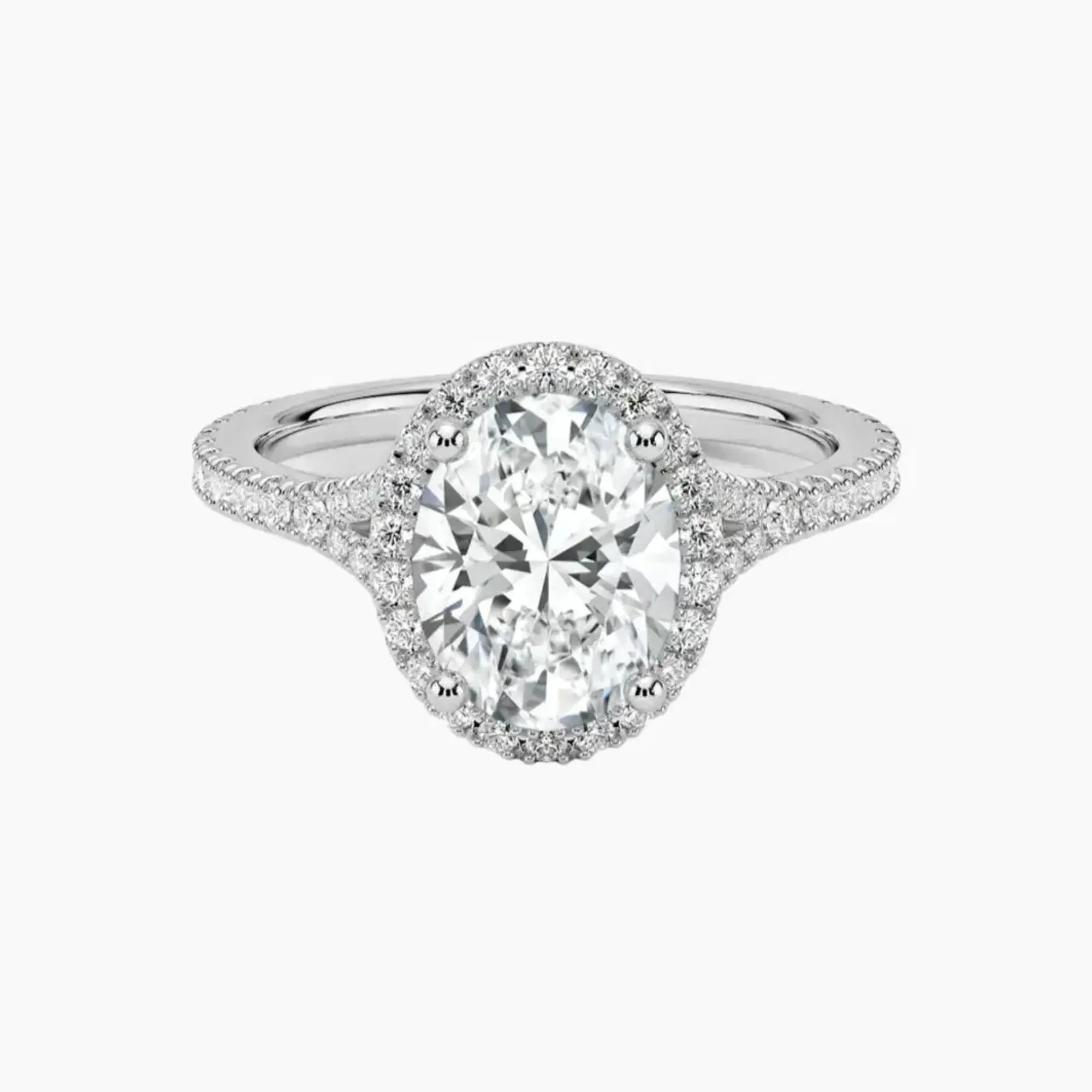 Lysandra Oval Hidden Halo 2 Carat Lab Grown Diamond Engagement Ring in 18K White Gold