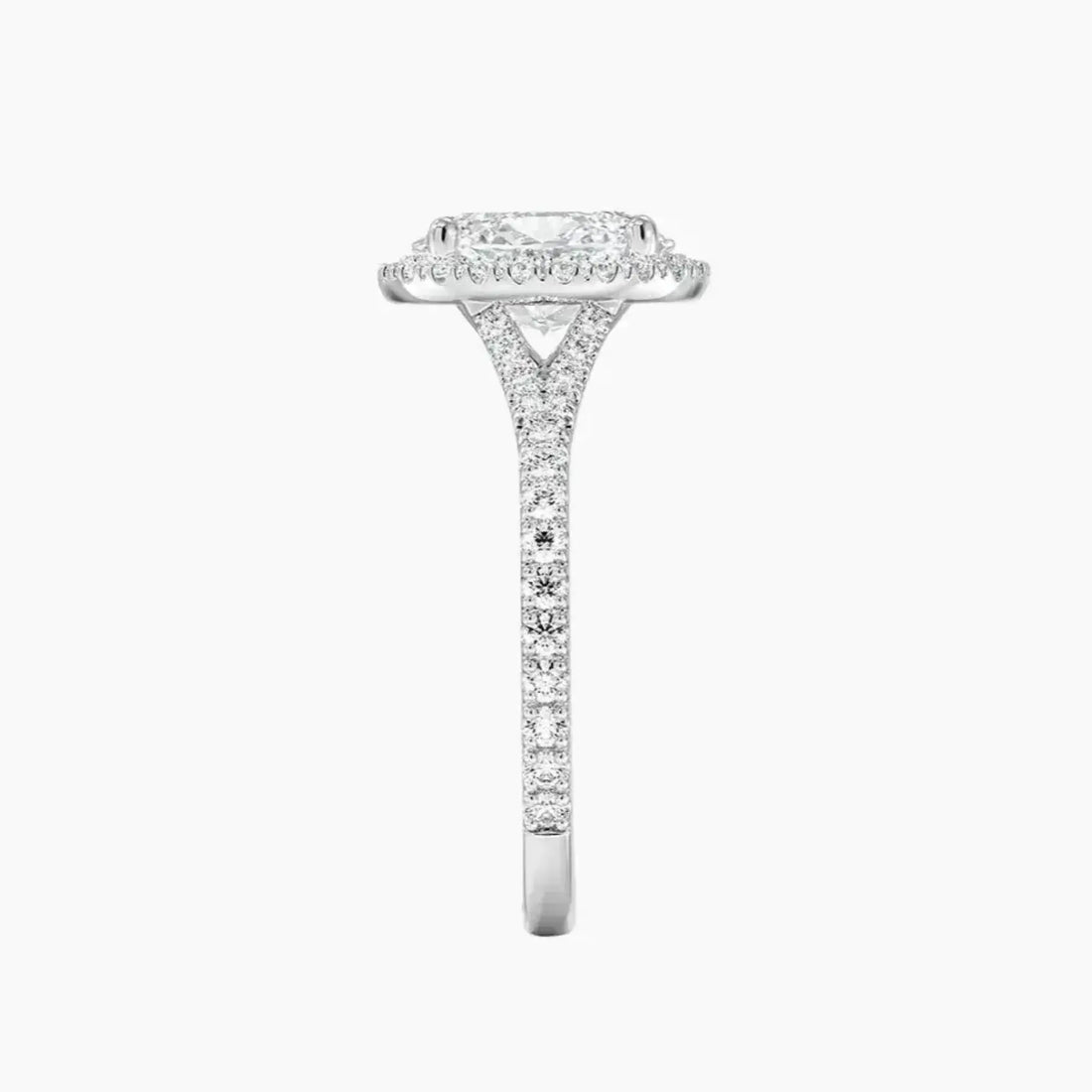 Lysandra Oval Hidden Halo 2 Carat Lab Grown Diamond Engagement Ring in 18K White Gold