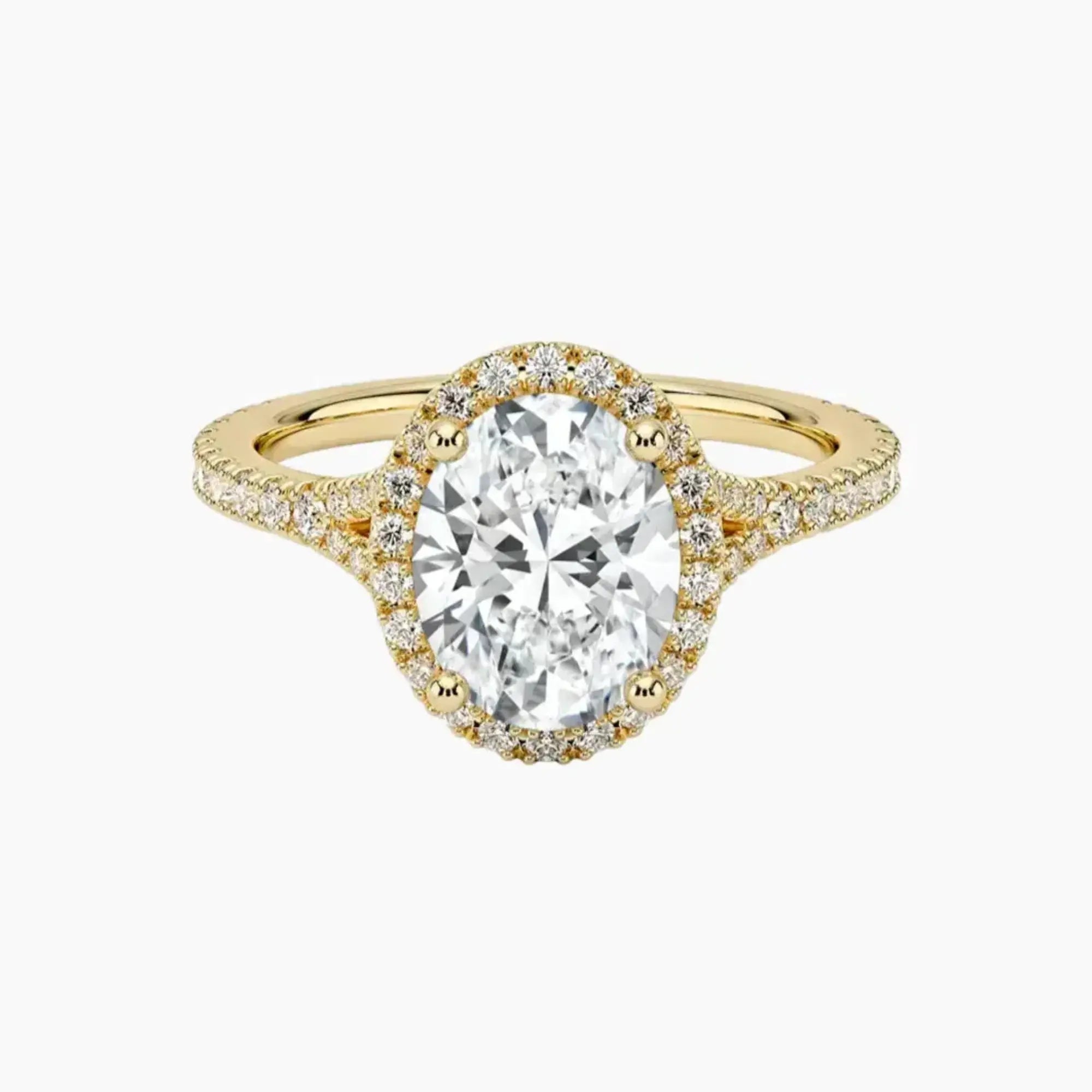 Lysandra Oval Hidden Halo 3 Carat Lab Grown Diamond Engagement Ring in 14K Rose Gold