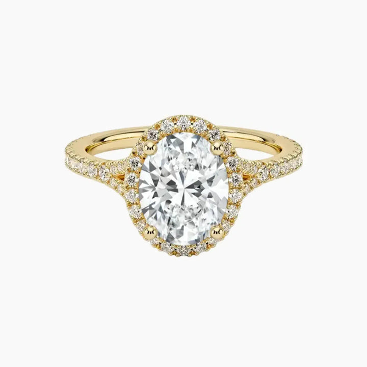 Lysandra Oval Hidden Halo 1.5 Carat Lab Grown Diamond Engagement Ring in 14K Yellow Gold