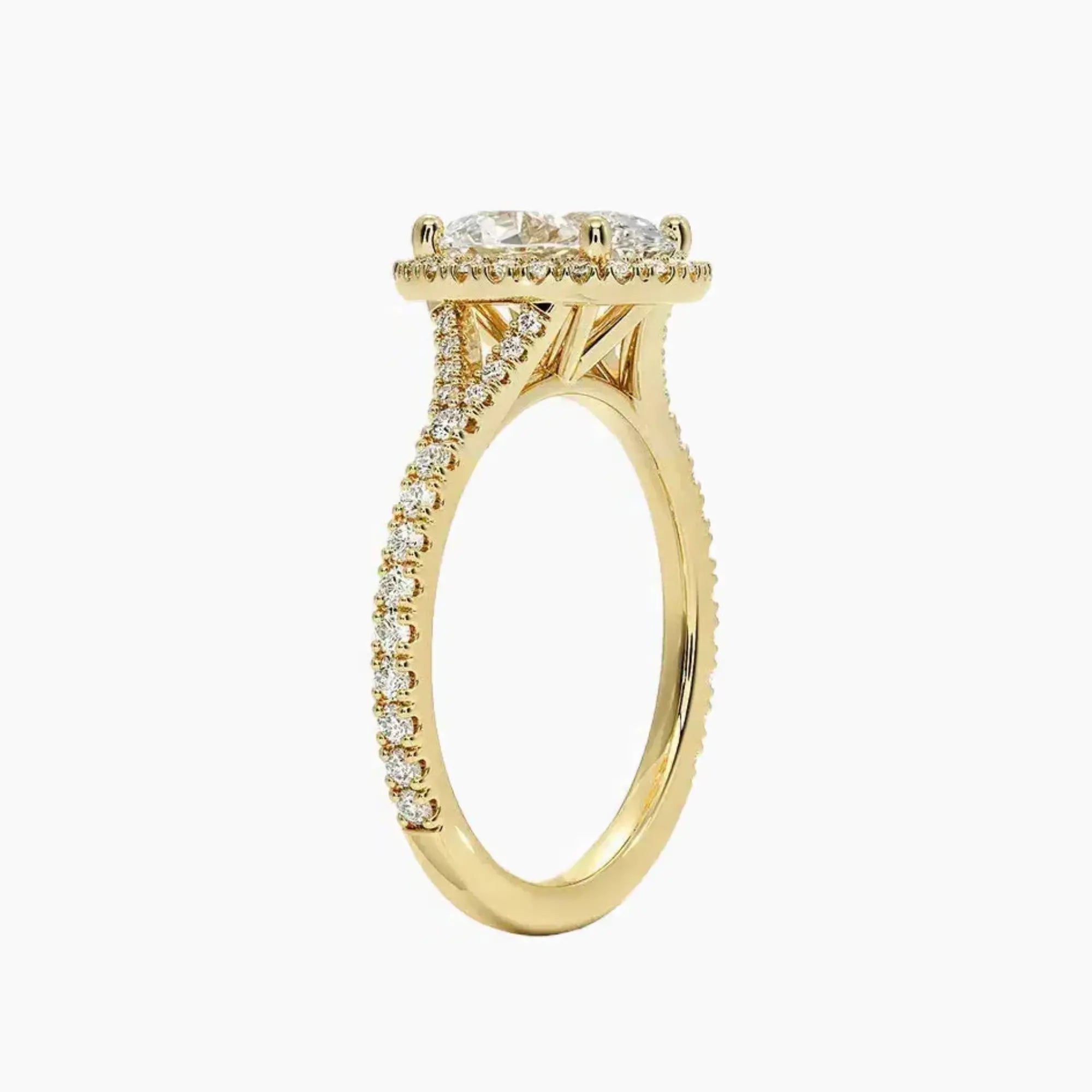 Lysandra Oval Hidden Halo 3 Carat Lab Grown Diamond Engagement Ring in 14K Rose Gold