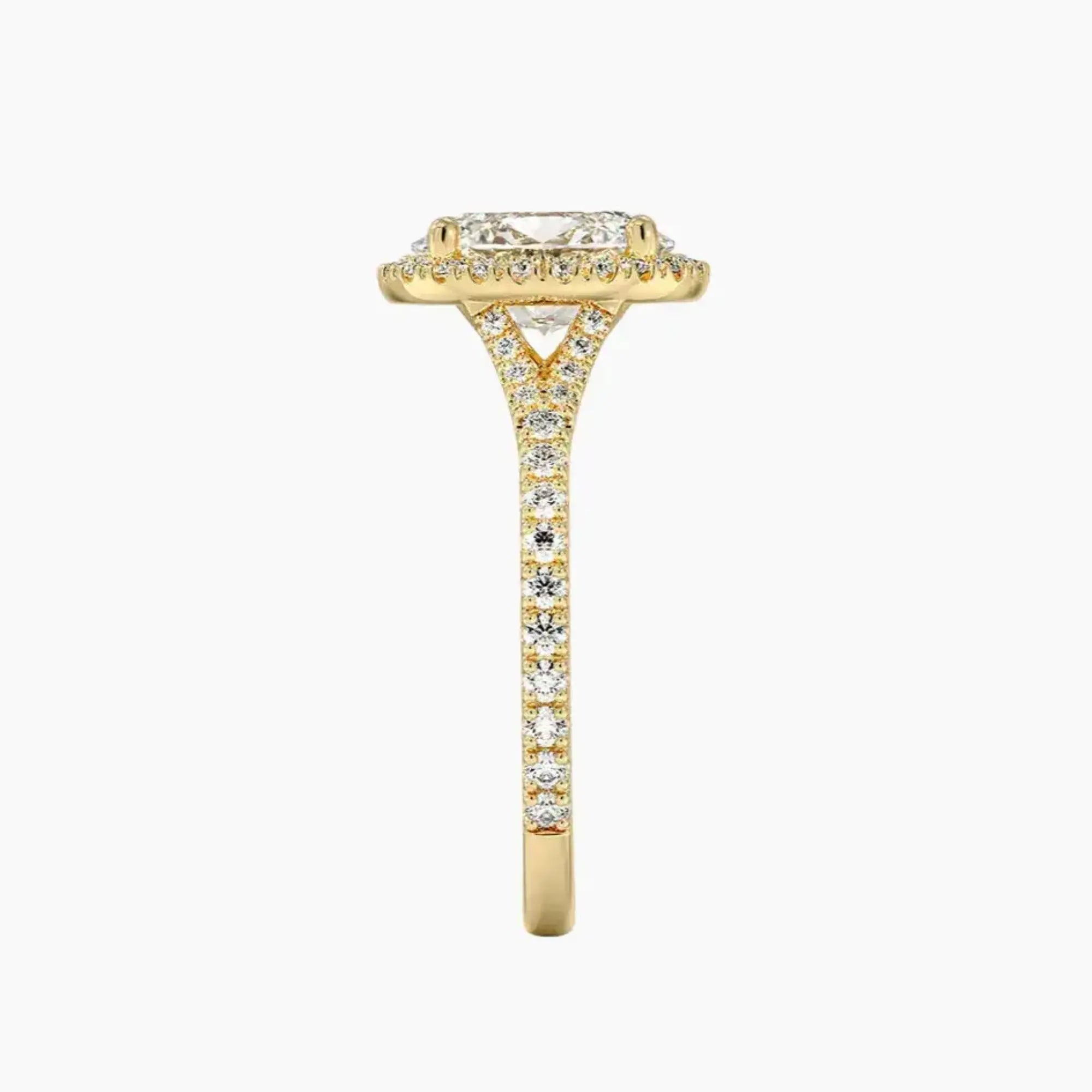 Lysandra Oval Hidden Halo 1.5 Carat Lab Grown Diamond Engagement Ring in 18K Yellow Gold