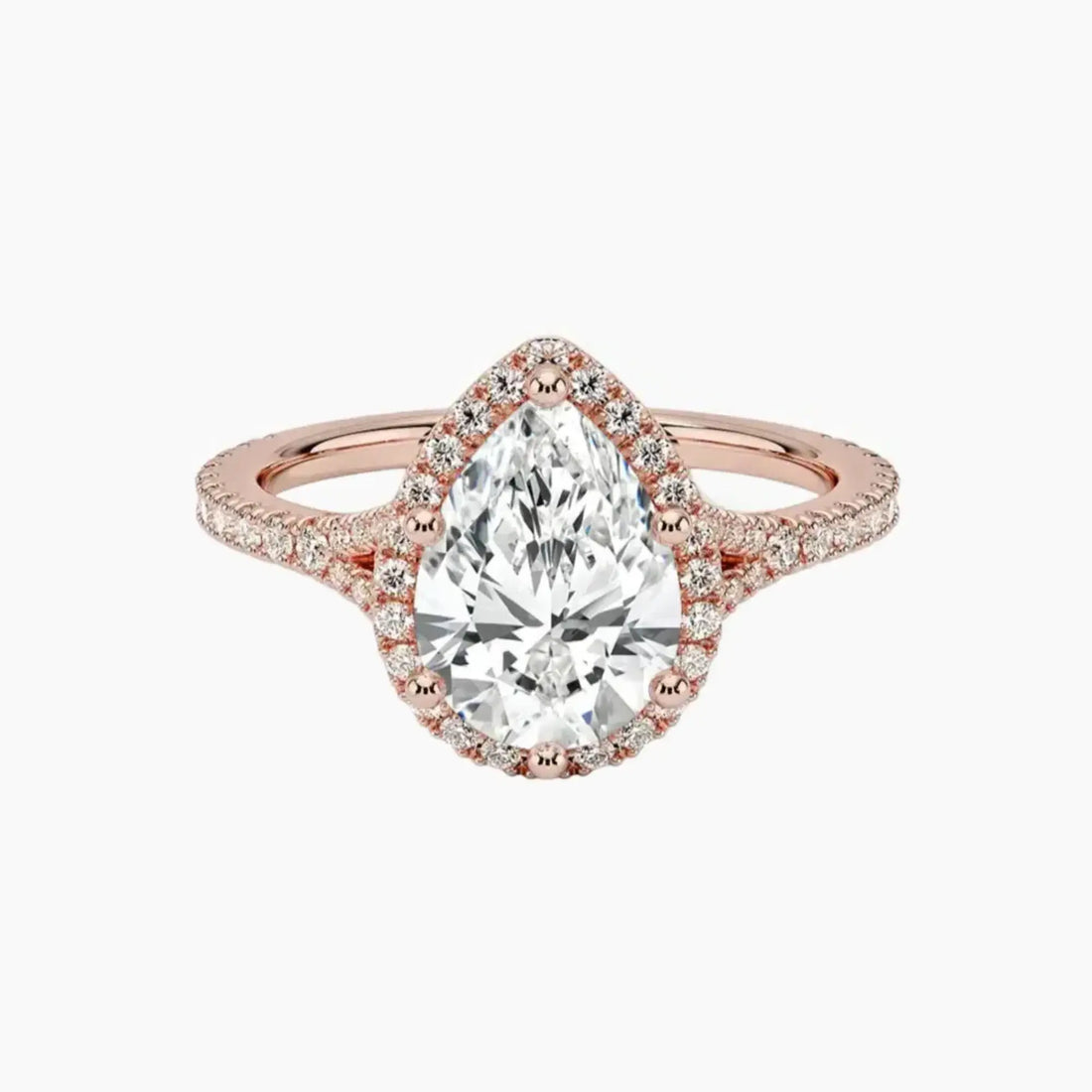 Lysandra Pear Hidden Halo 1.5 Carat Lab Grown Diamond Engagement Ring in 14K White Gold