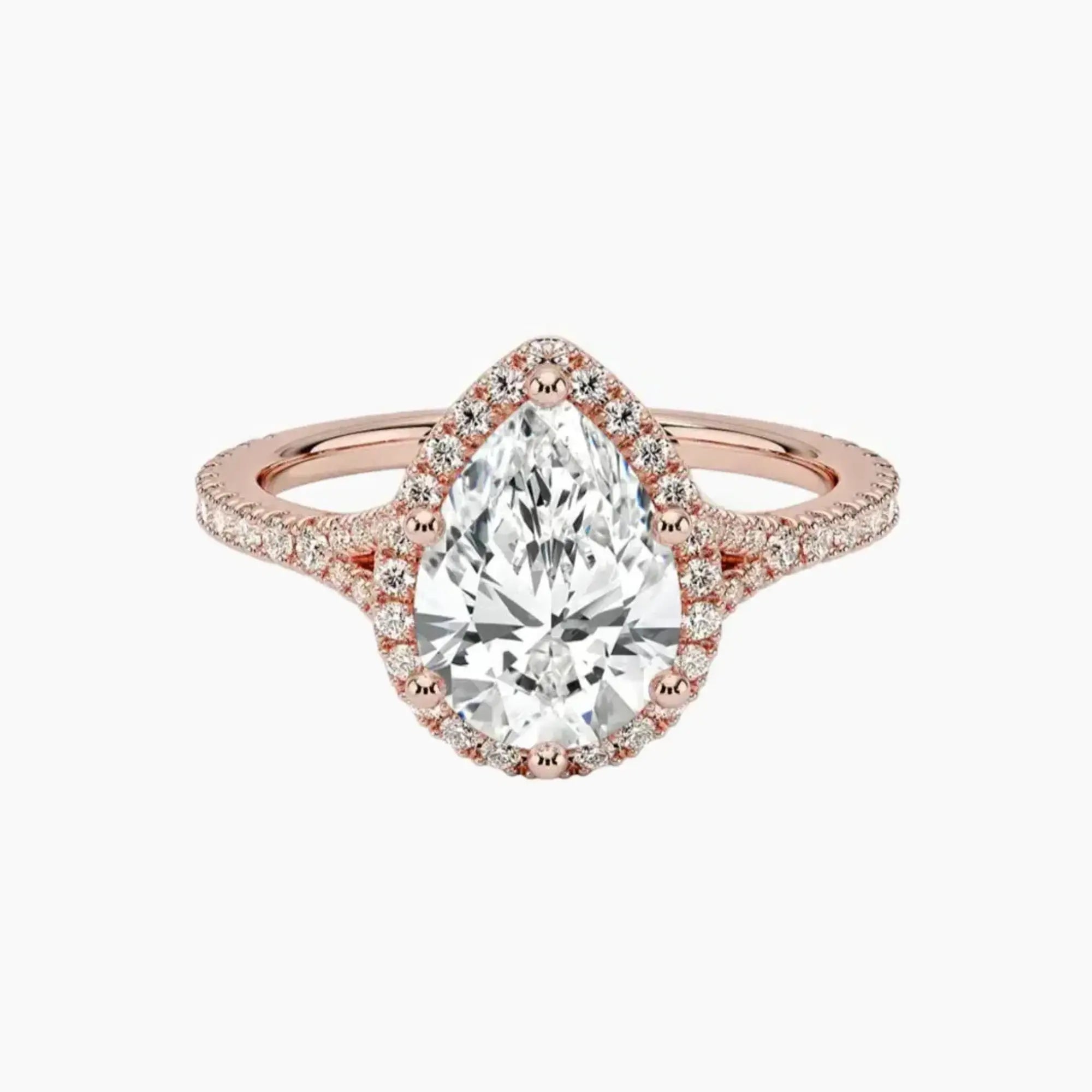 Lysandra Pear Hidden Halo 1.5 Carat Lab Grown Diamond Engagement Ring in 18K Yellow Gold