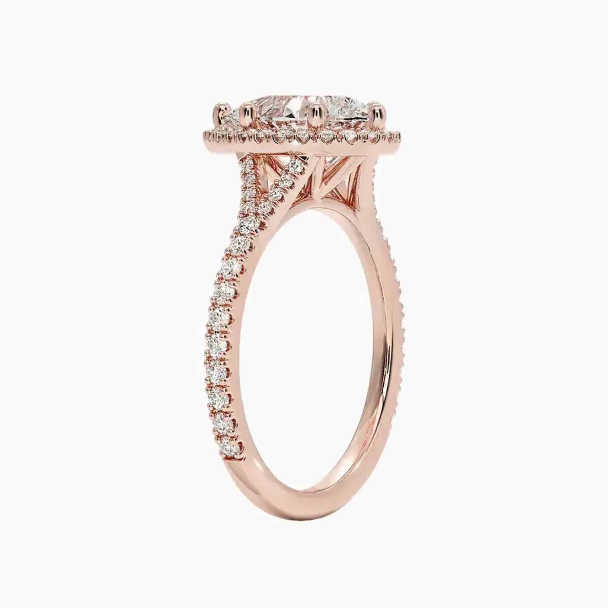 Lysandra Pear Hidden Halo 1 Carat Lab Grown Diamond Engagement Ring in 18K Rose Gold