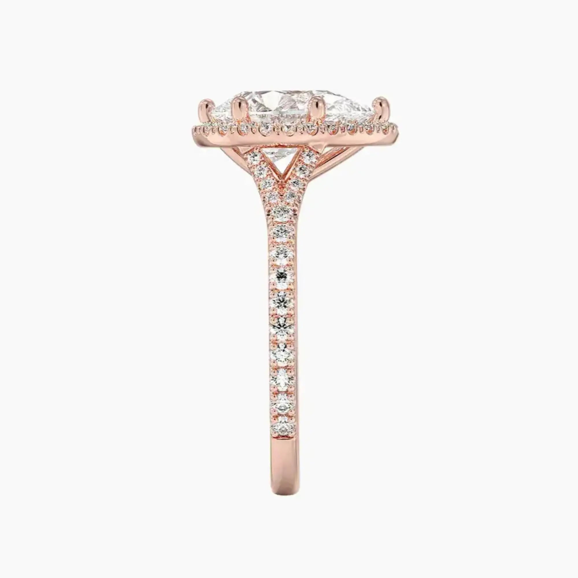 Lysandra Pear Hidden Halo 3 Carat Lab Grown Diamond Engagement Ring in 18K Yellow Gold