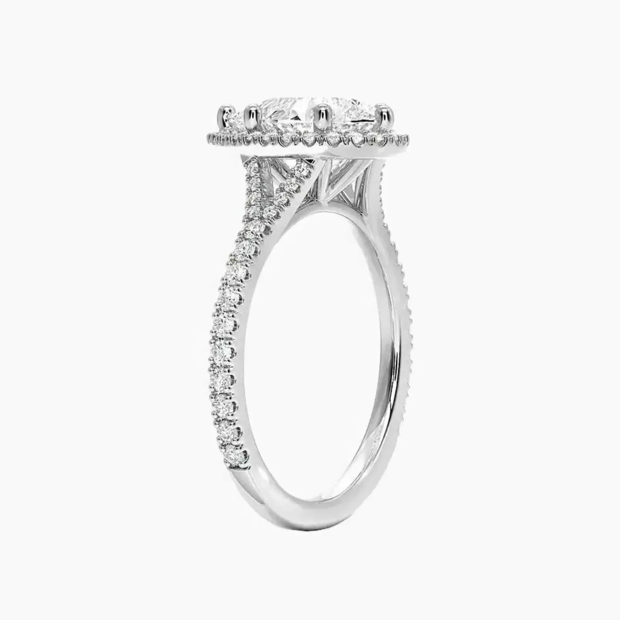 Lysandra Pear Hidden Halo 1.5 Carat Lab Grown Diamond Engagement Ring in 14K White Gold