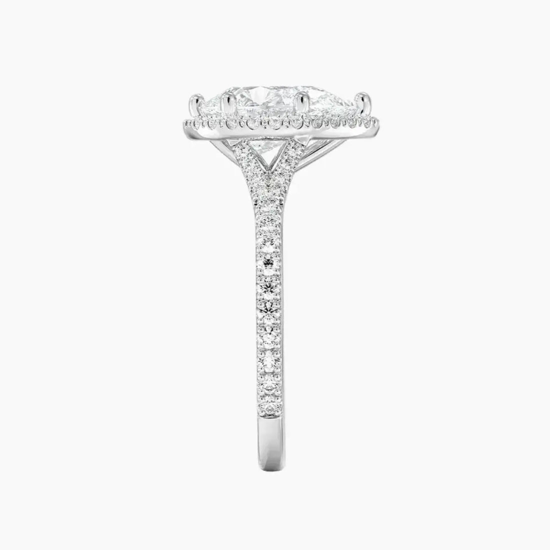 Lysandra Pear Hidden Halo 3 Carat Lab Grown Diamond Engagement Ring in 14K Yellow Gold