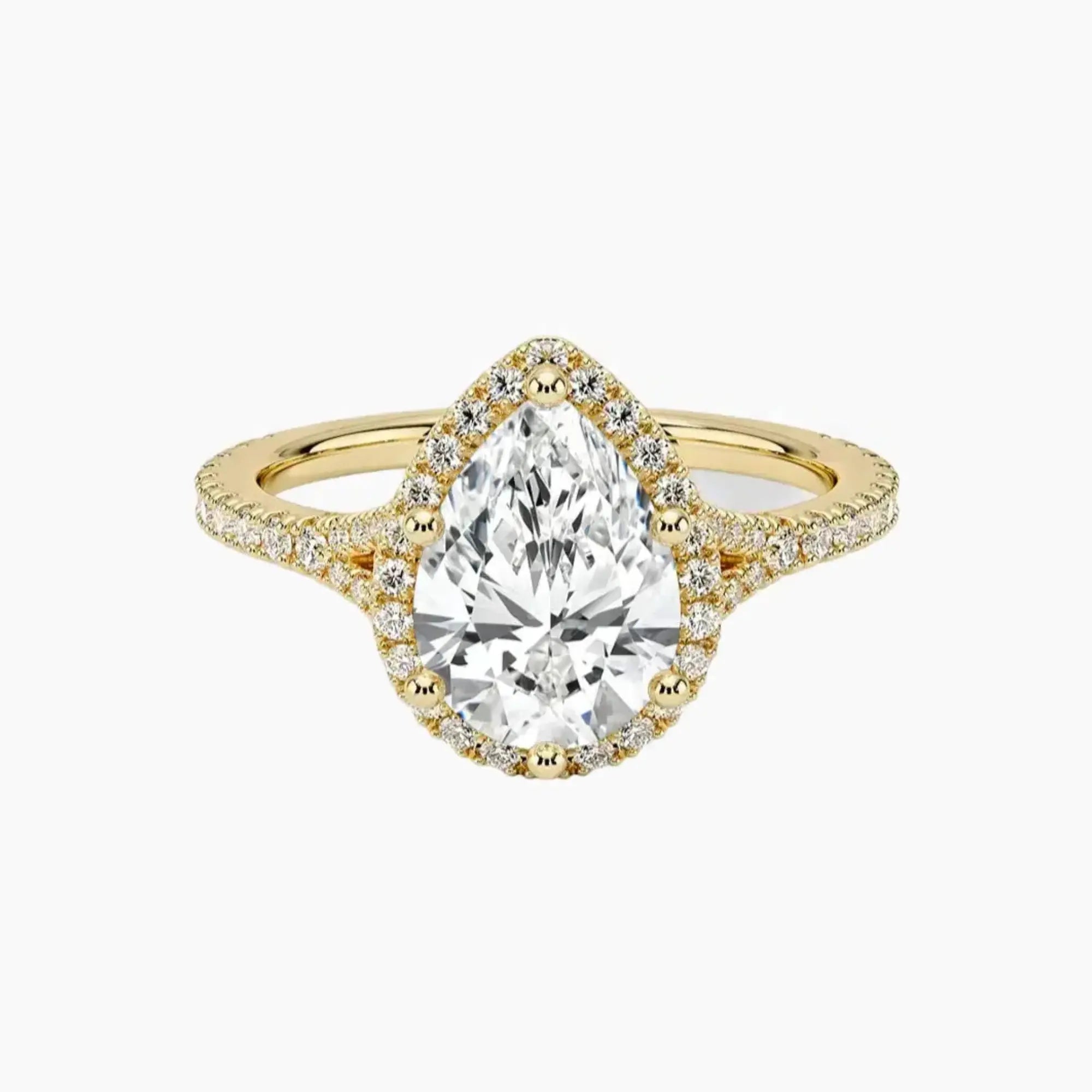 Lysandra Pear Hidden Halo Diamond Ring Setting in 14K Rose Gold