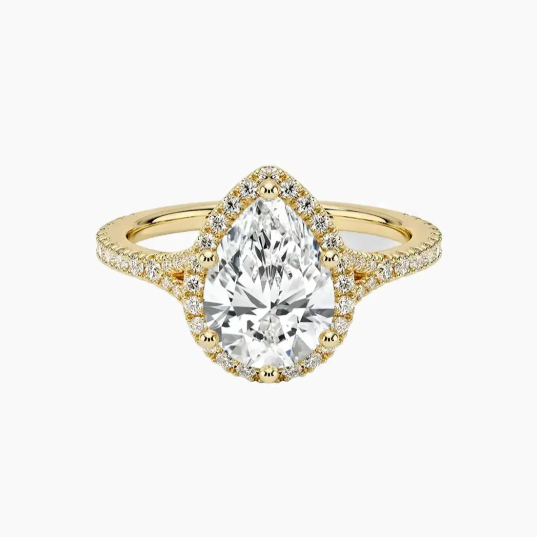 Lysandra Pear Hidden Halo 2 Carat Lab Grown Diamond Engagement Ring in 18K White Gold