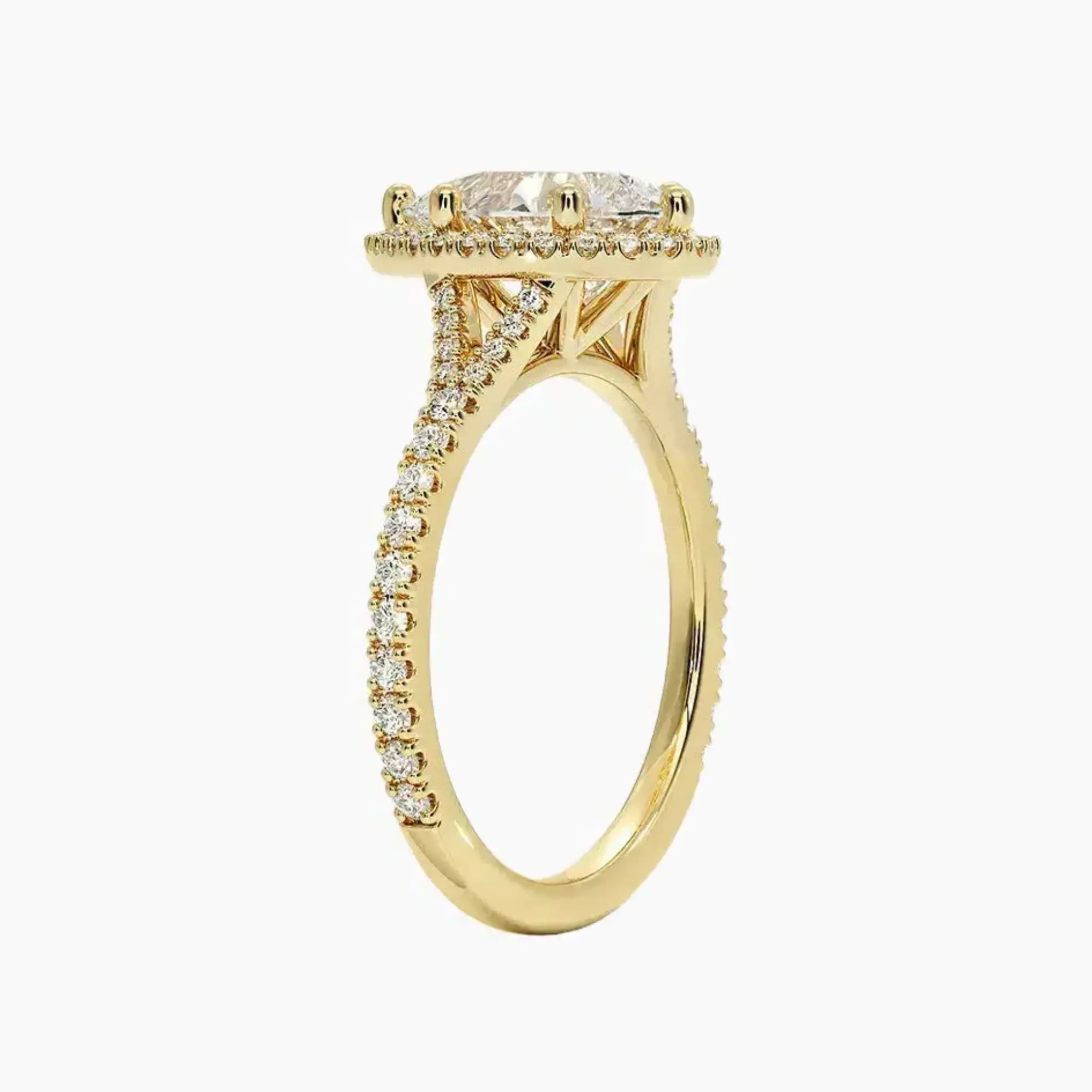 Lysandra Pear Hidden Halo 1.5 Carat Lab Grown Diamond Engagement Ring in 18K Yellow Gold