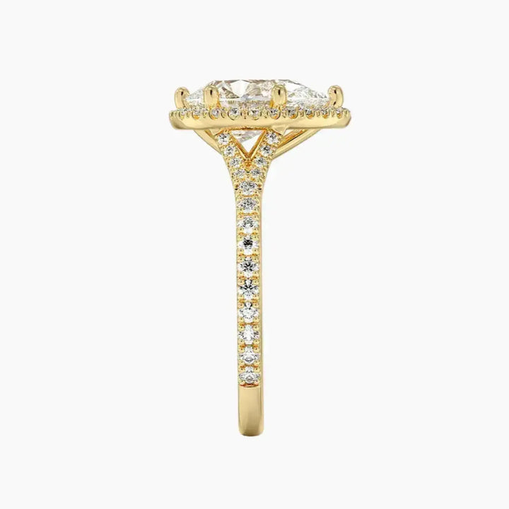 Lysandra Pear Hidden Halo Diamond Ring Setting in 14K Rose Gold