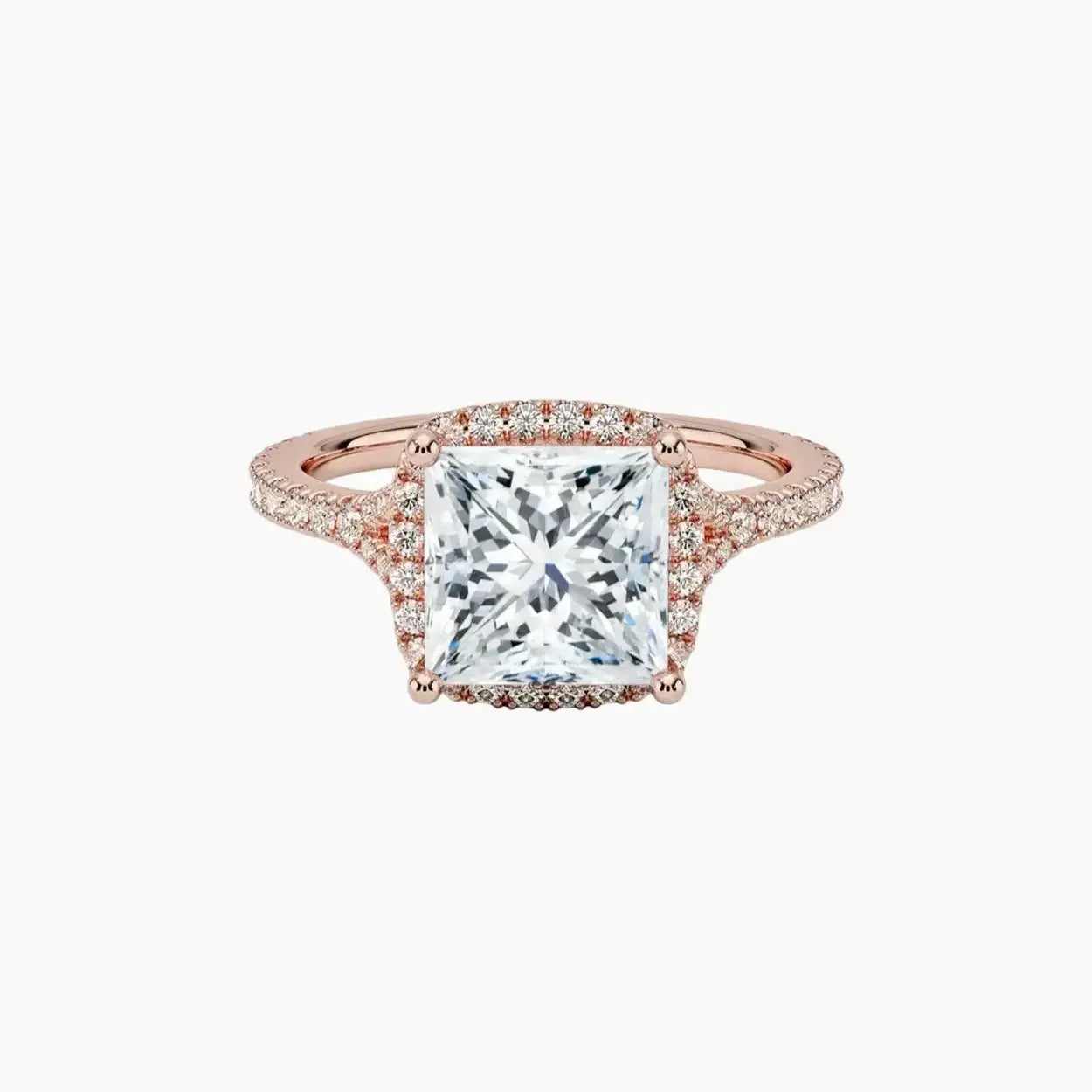 Lysandra Princess Hidden Halo 2 Carat Lab Grown Diamond Engagement Ring in 14K Rose Gold