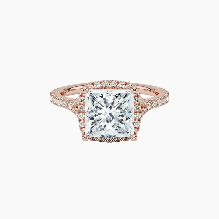 Lysandra Princess Hidden Halo 1.5 Carat Lab Grown Diamond Engagement Ring in 18K Rose Gold