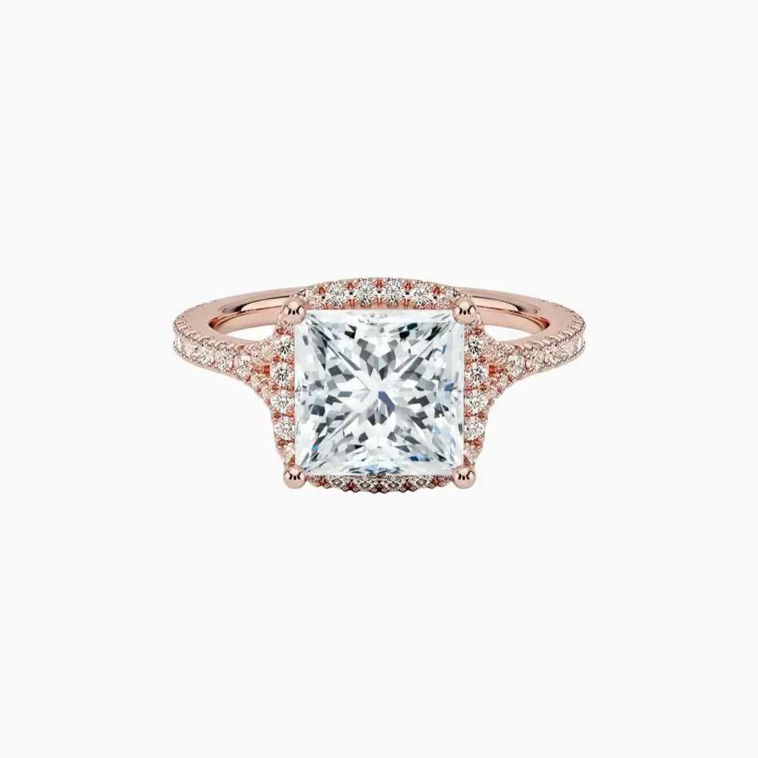 Lysandra Princess Hidden Halo Diamond Ring Setting in 18K Rose Gold