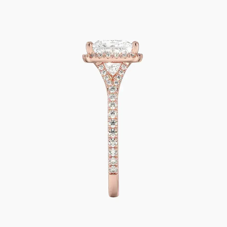 Lysandra Princess Hidden Halo Diamond Ring Setting in 14K Yellow Gold