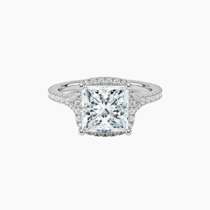 Lysandra Princess Hidden Halo 1 Carat Lab Grown Diamond Engagement Ring in 18K White Gold