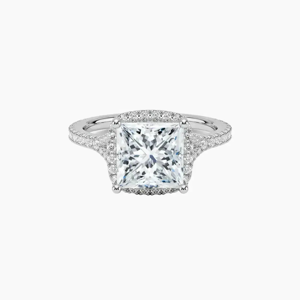Lysandra Princess Hidden Halo 2 Carat Lab Grown Diamond Engagement Ring in 18K Yellow Gold