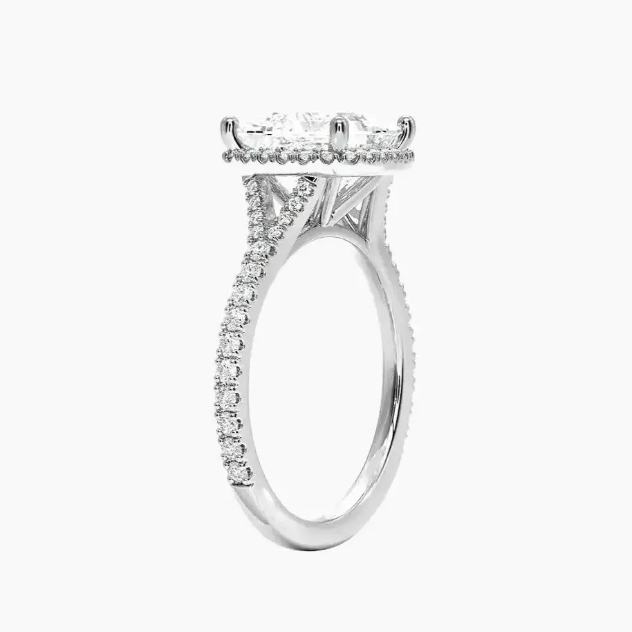 Lysandra Princess Hidden Halo 1.5 Carat Lab Grown Diamond Engagement Ring in 18K White Gold
