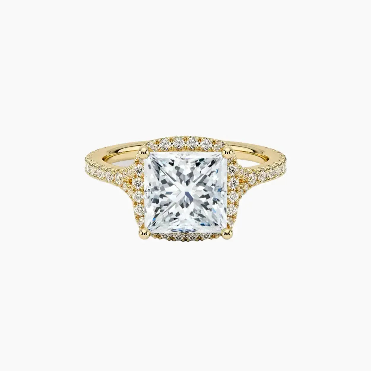 Lysandra Princess Hidden Halo 1 Carat Lab Grown Diamond Engagement Ring in 14K White Gold