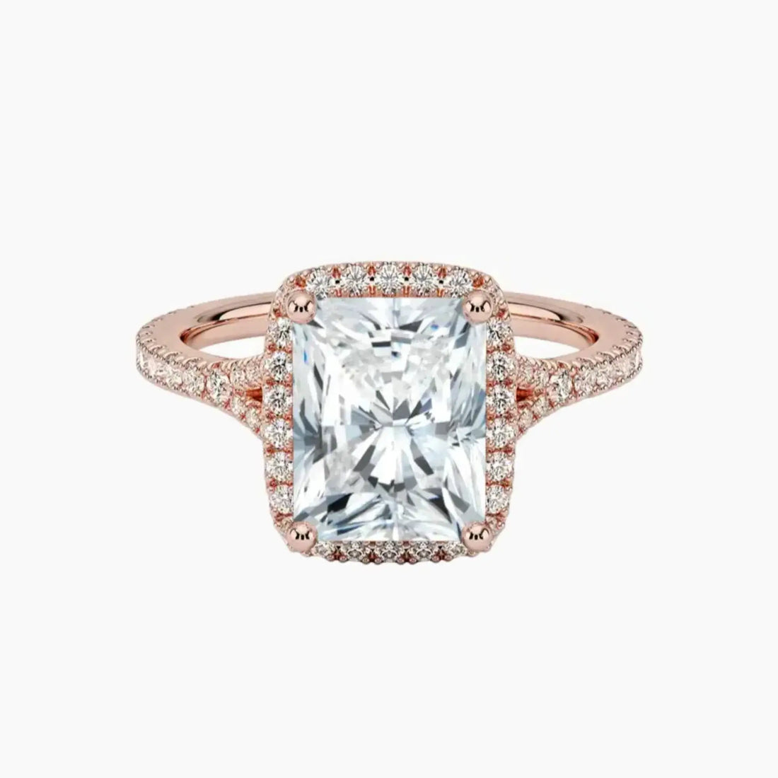 Lysandra Radiant Hidden Halo Diamond Ring Setting in 18K Rose Gold