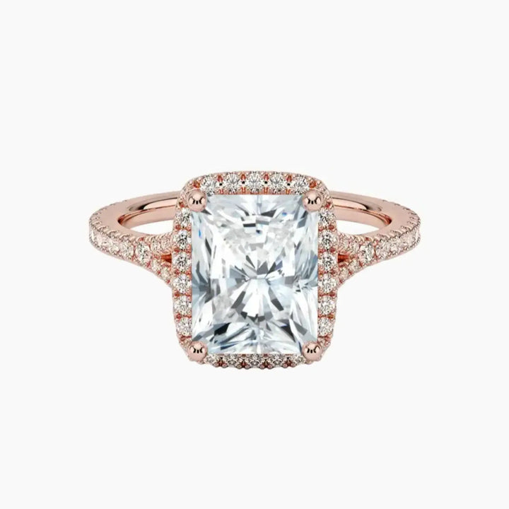 Lysandra Radiant Hidden Halo 3 Carat Lab Grown Diamond Engagement Ring in 14K Rose Gold