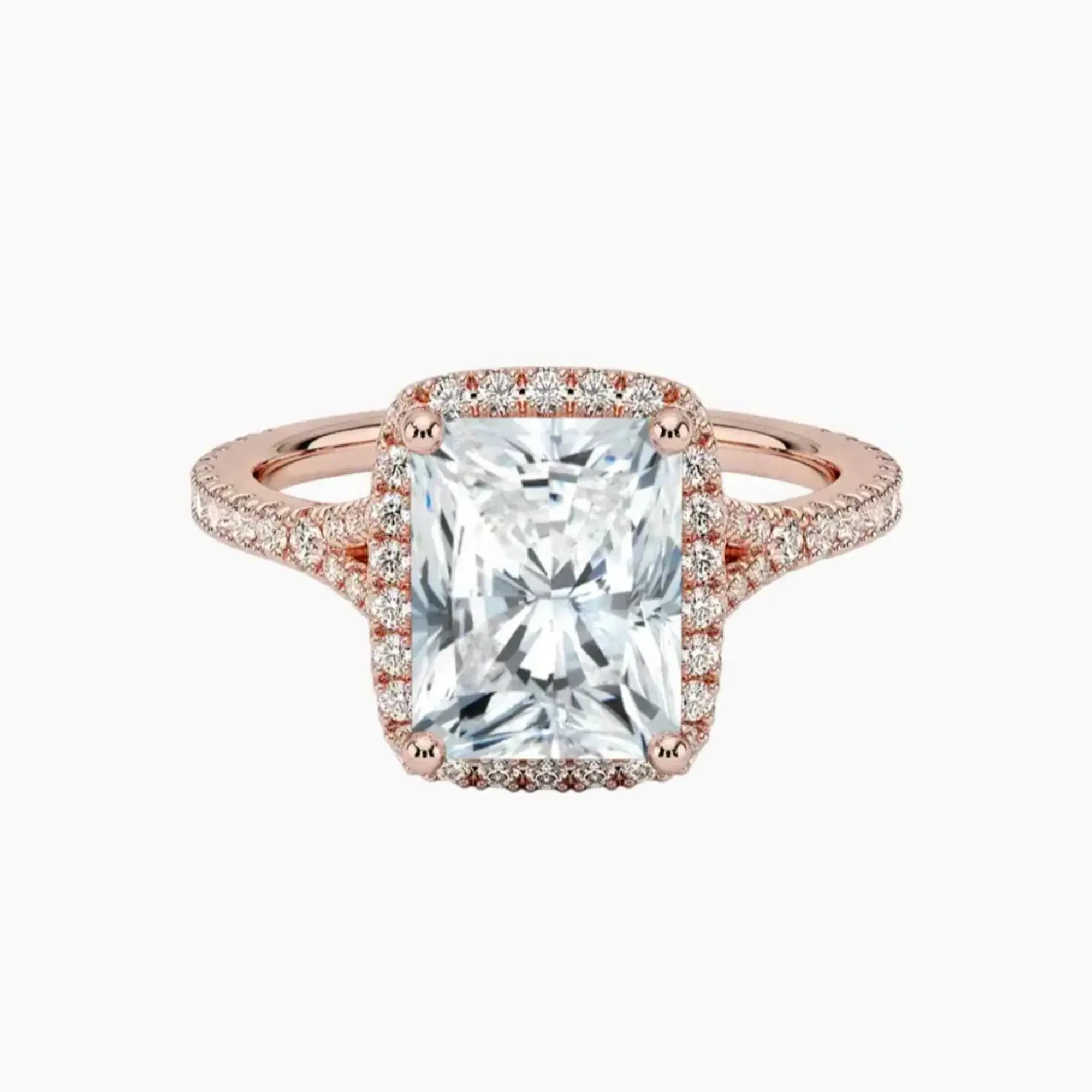 Lysandra Radiant Hidden Halo Diamond Ring Setting in 14K Yellow Gold