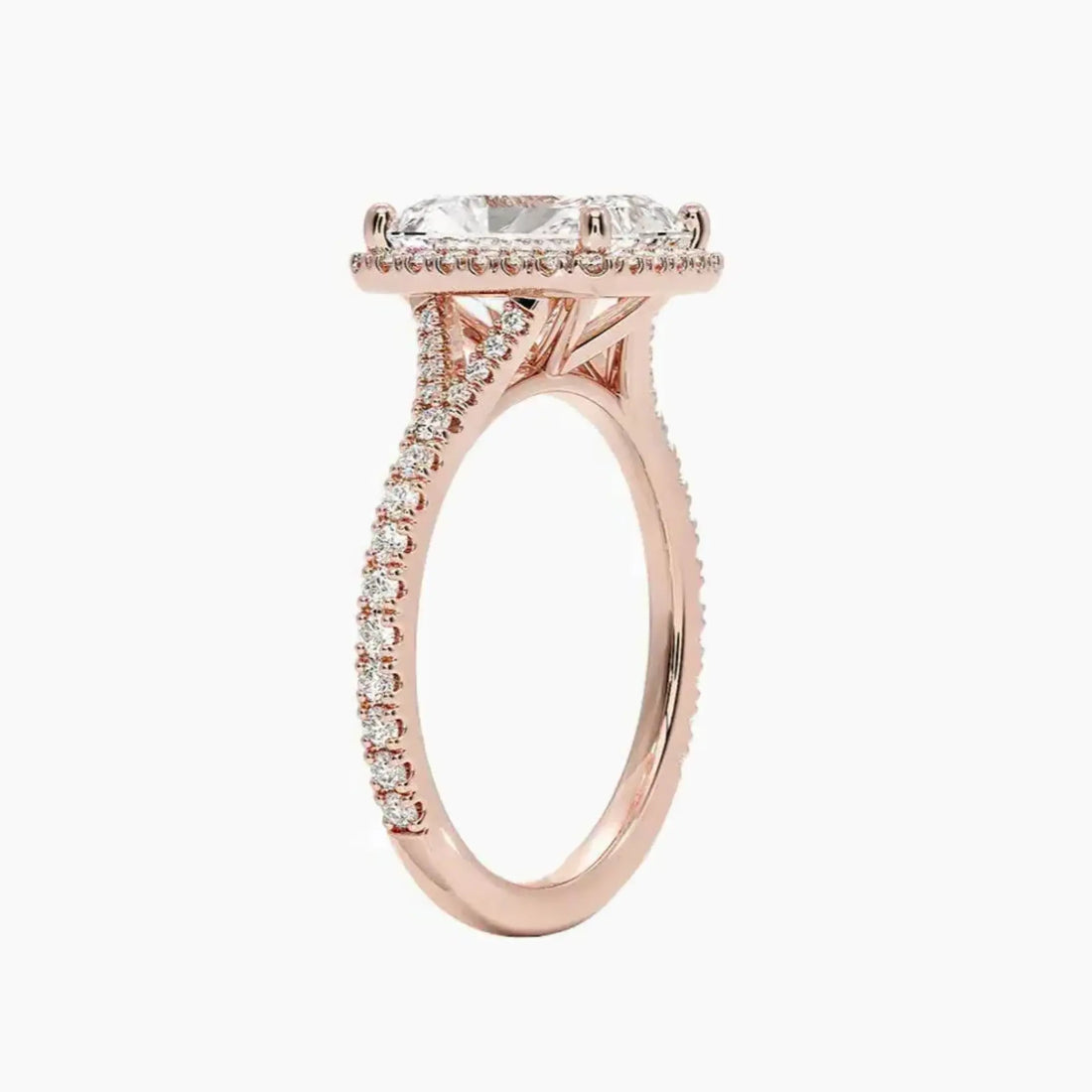 Lysandra Radiant Hidden Halo Diamond Ring Setting in 14K Yellow Gold