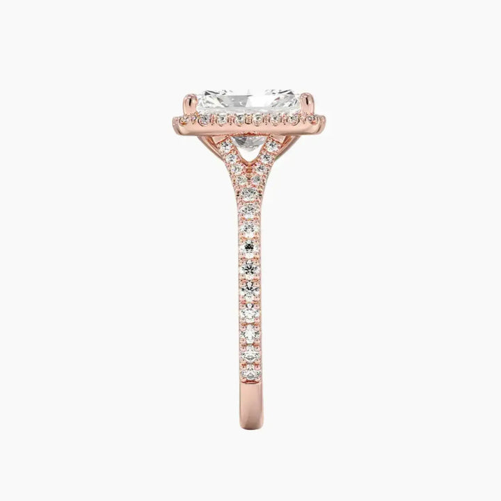 Lysandra Radiant Hidden Halo 1.5 Carat Lab Grown Diamond Engagement Ring in 18K Yellow Gold