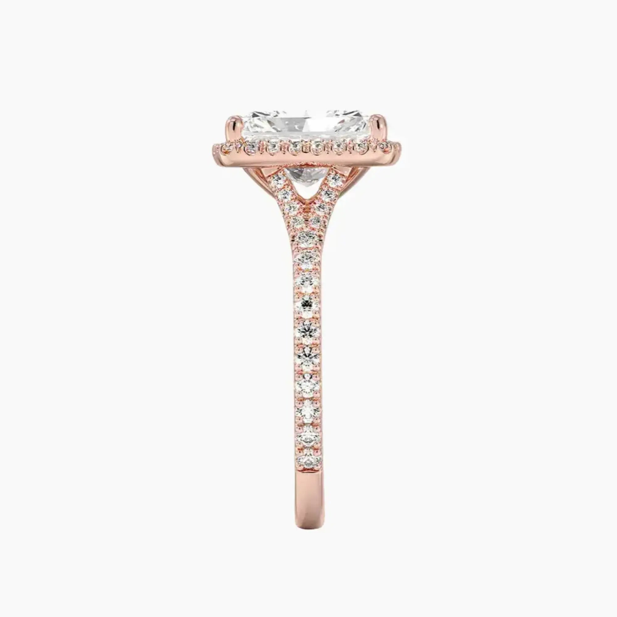 Lysandra Radiant Hidden Halo Diamond Ring Setting in 14K Yellow Gold