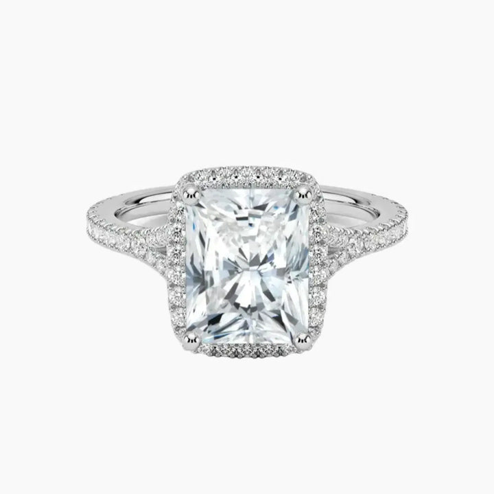 Lysandra Radiant Hidden Halo 3 Carat Lab Grown Diamond Engagement Ring in 14K White Gold