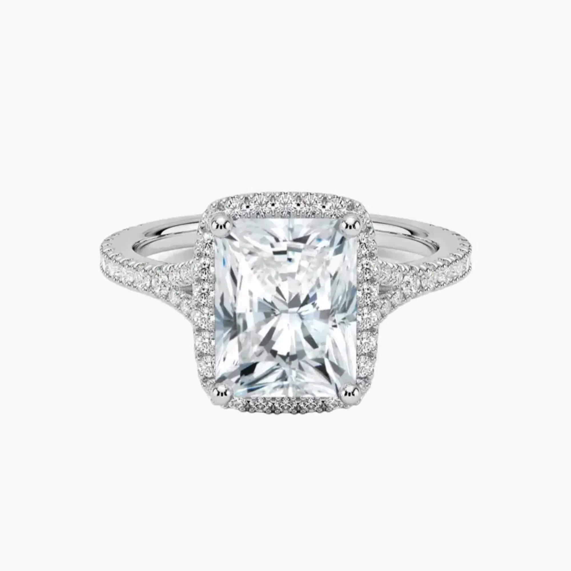 Lysandra Radiant Hidden Halo Diamond Ring Setting in 14K Yellow Gold