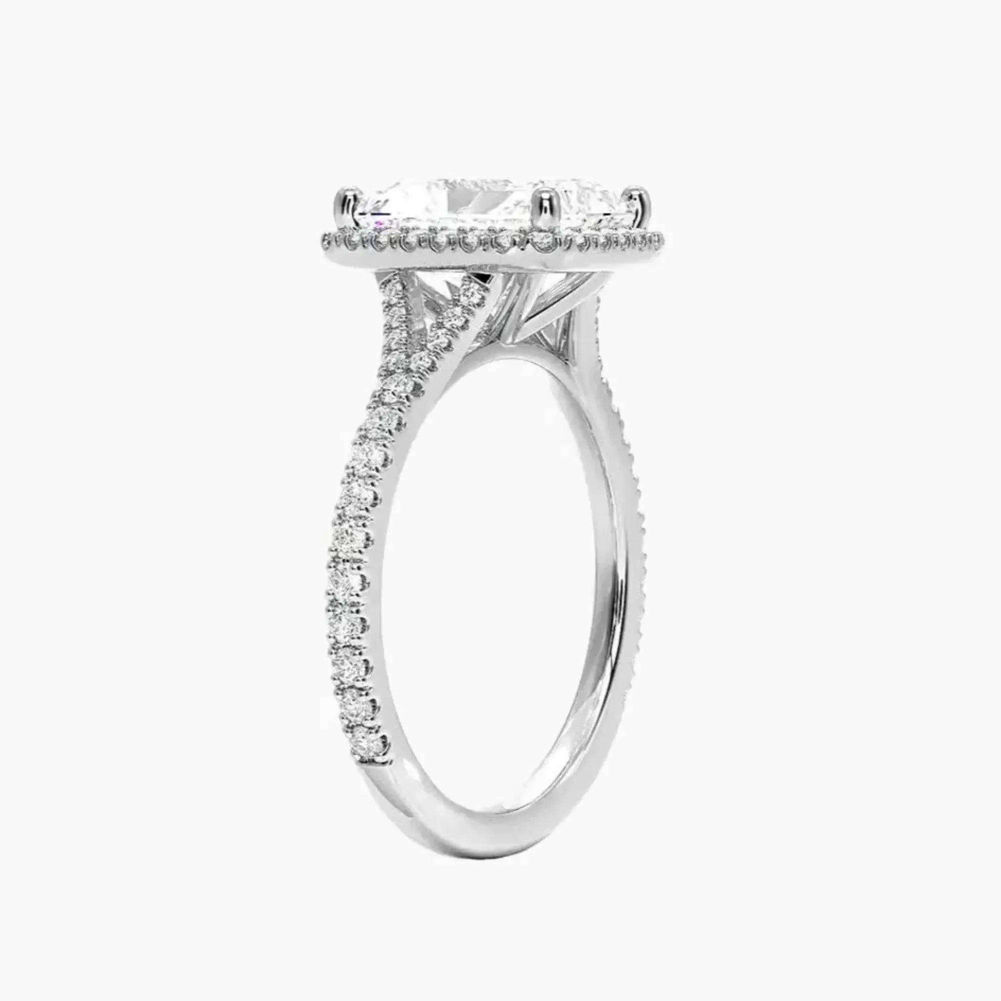 Lysandra Radiant Hidden Halo Diamond Ring Setting in 14K Rose Gold