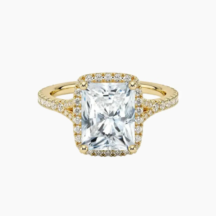 Lysandra Radiant Hidden Halo 1 Carat Lab Grown Diamond Engagement Ring in 18K Yellow Gold