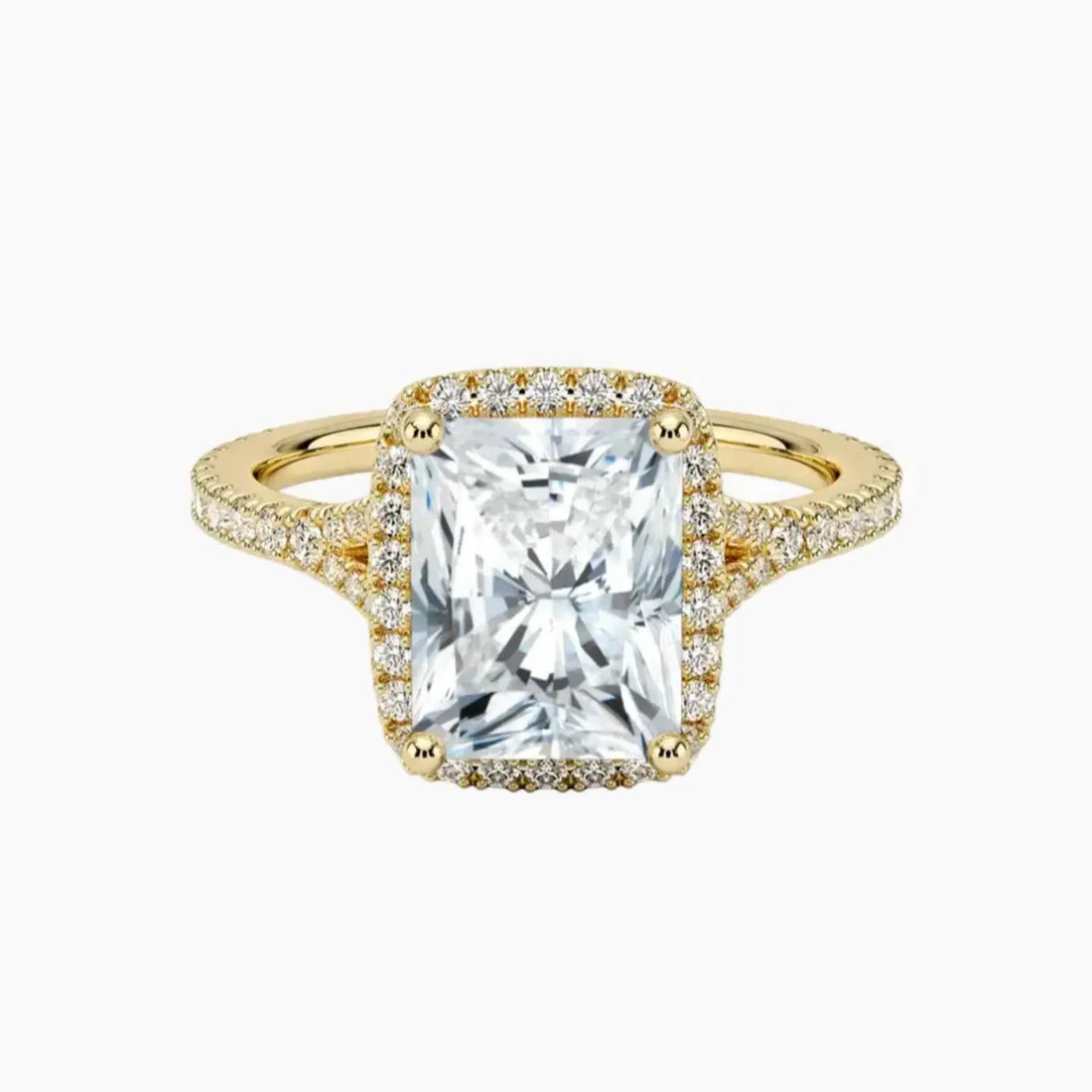 Lysandra Radiant Hidden Halo Diamond Ring Setting in 18K Yellow Gold