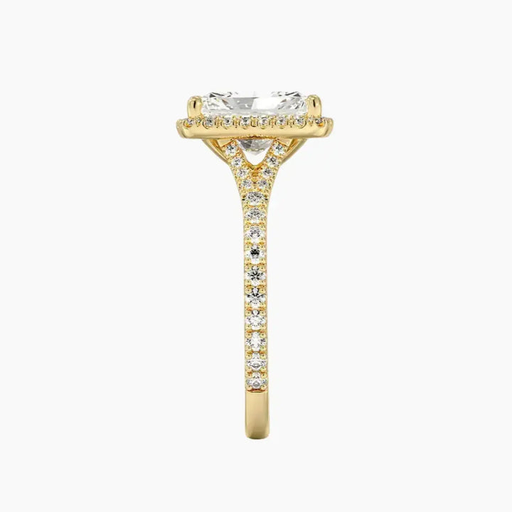 Lysandra Radiant Hidden Halo 2.5 Carat Lab Grown Diamond Engagement Ring in 14K Rose Gold