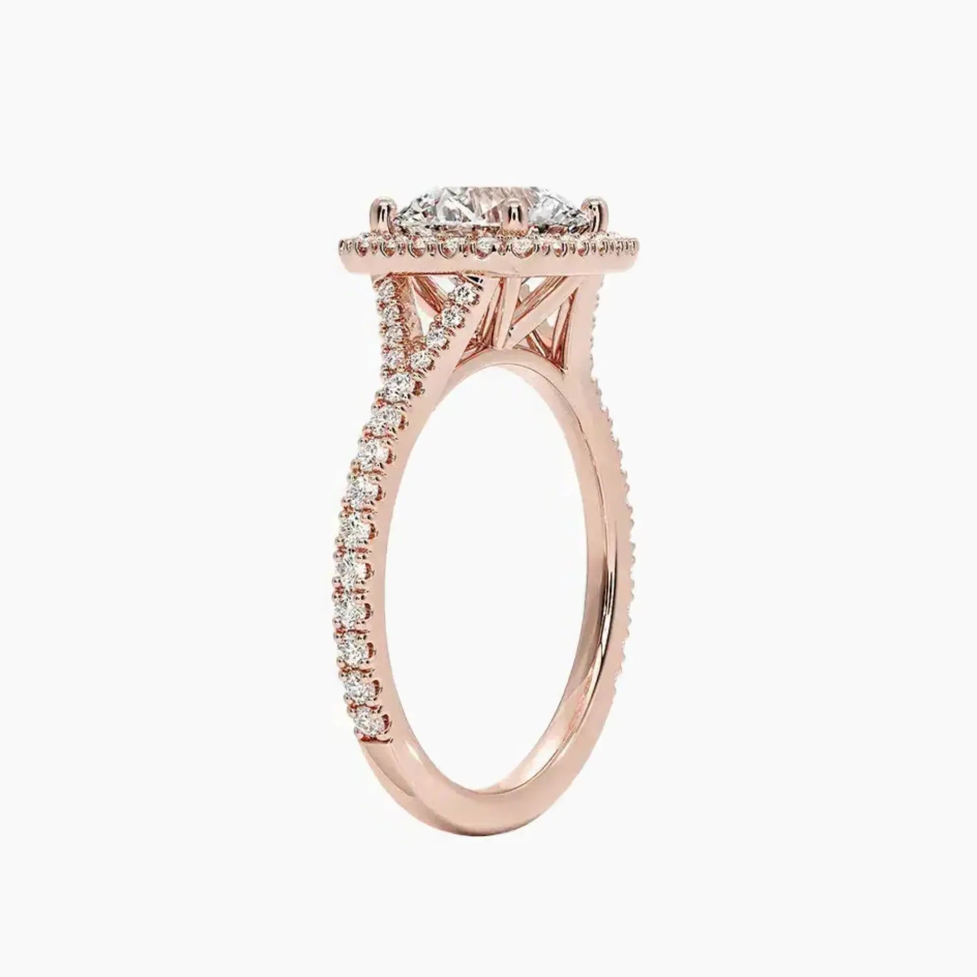 Lysandra Round Hidden Halo 2 Carat Lab Grown Diamond Engagement Ring in 18K Yellow Gold